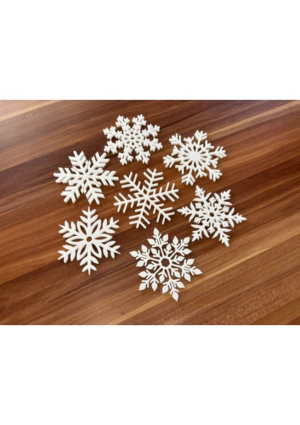 Çok Amaçlı 7'li Kar Tanesi Bardak Altlığı ve Yılbaşı Süsü Seti