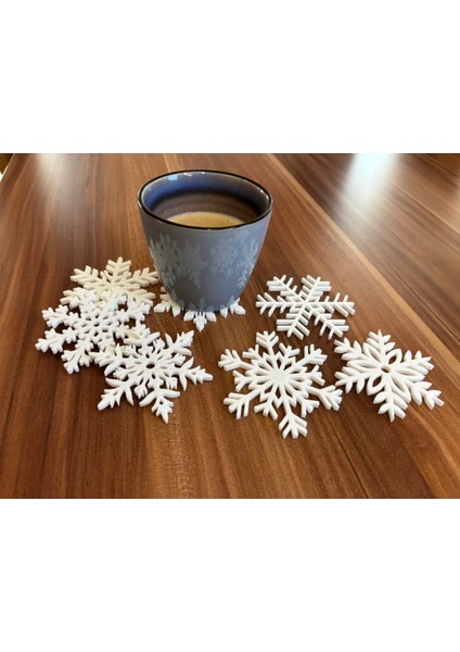 Çok Amaçlı 7'li Kar Tanesi Bardak Altlığı ve Yılbaşı Süsü Seti modelleri