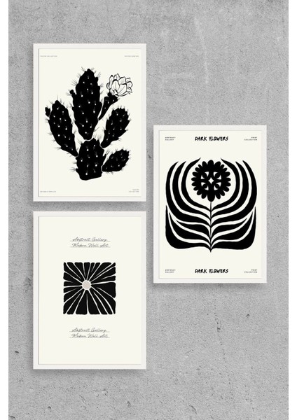 Modern Üçlü Ahşap Çerçeveli Tablo