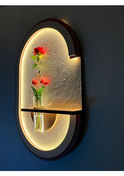 LED Işıklı Ahşap Duvar Çiçekliği - Modern Duvar Panosu 55X85CM fiyatları