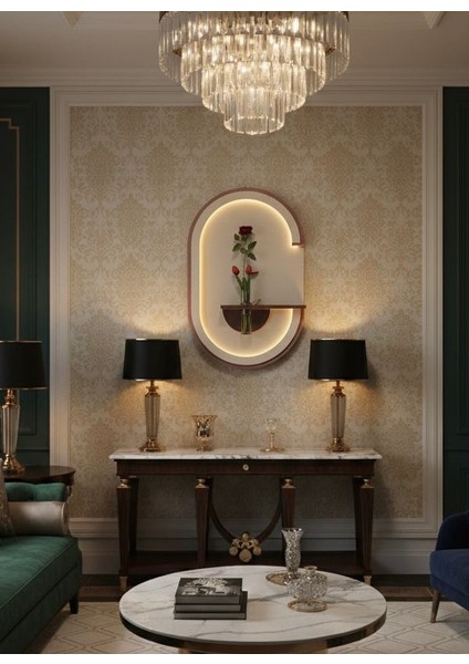 LED Işıklı Ahşap Duvar Çiçekliği - Modern Duvar Panosu 55X85CM indirimleri