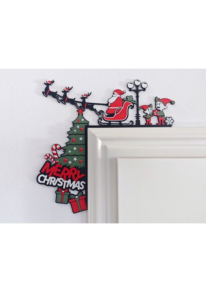 Çok Renkli Noel Baba Temalı Premium Kapı Köşe Süsü Dekor fiyatları