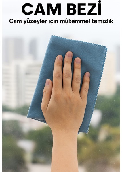 45X50 Cam Bezi – %100 Mikrofiber, Toz & Tüy Bırakmaz, Mop Uyumlu Bez 1 Adet