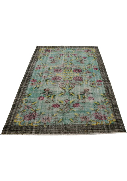 El Dokuma Çiçekli Eskitme Yün Salon Halısı 0541 - Vintage - Çok Renkli fırsatları
