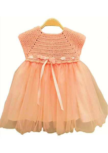 El Örgüsü %100 Pamuk Yavruağzı Kolsuz Tütü Elbise