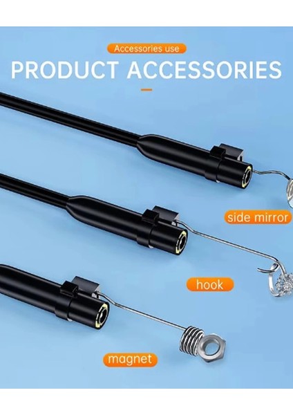 Endoskop Yılan Video Kamera Ios ve Android Uyumlu LED Li 10 Metre 8 mm Sert Kablo 2mp modelleri