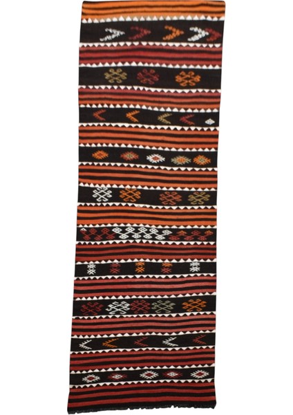 El Dokuma Karapınar Yörük Yolluk Yün Kilim 0550 - Yeni - Çok Renkli