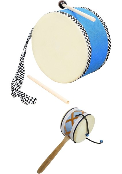 Renkli 2'li Çocuk Deri Davul ve Bateri Seti, Eğlenceli Müzik Oyunu