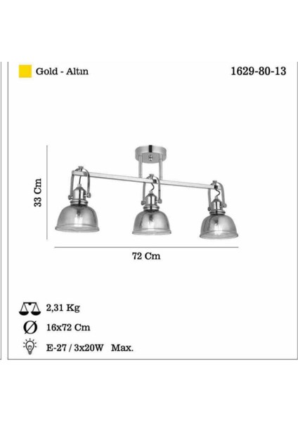 Şık 3'lü Altın Renkli Plafonyer Elde Edin, Zarif ve Modern Tasarım fiyatları