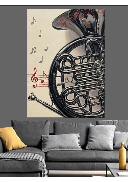 Tuba Enstrümanı Müzik Notaları Dekoratif Kanvas - Mdf Ahşap Tablo modelleri
