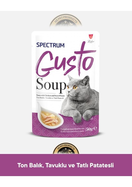 Gusto Ton Balık Tavuk ve Tatlı Patatesli Kedi Çorbası 50 Gram modelleri