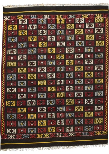 El Dokuma Bergama Yörük Yün Kilim 0520 - Yeni - Çok Renkli