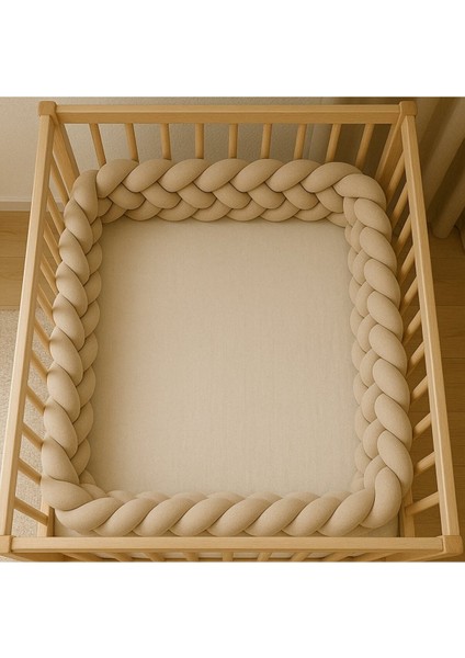 Bej Renk 4 Örgü Montessori Beşik ve Kenar Koruma Bariyeri fiyatları