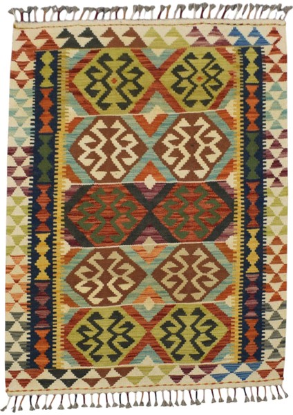 El Dokuma Cerit Yörükleri Iran Yün Kilim 0522 - Yeni - Çok Renkli