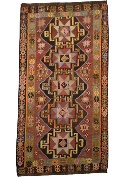El Dokuma Kars Kağızman Yün Kilim 0528 - Yeni - Çok Renkli