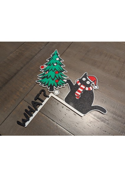 Detayiçerikürün Ismisevimli Kedi Figürlü Yılbaşı Kapı ve Duvar Dekorasyonu