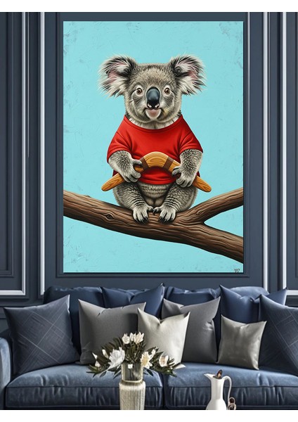 Ağaç Dalında Sevimli Koala Dekoratif Kanvas - Mdf Ahşap Tablo fiyatları