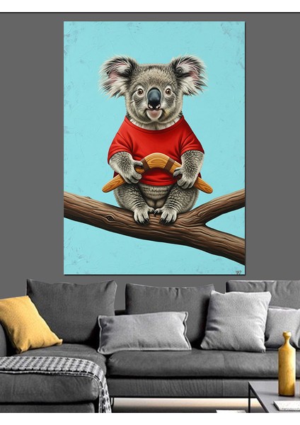 Ağaç Dalında Sevimli Koala Dekoratif Kanvas - Mdf Ahşap Tablo modelleri