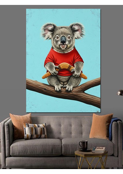 Ağaç Dalında Sevimli Koala Dekoratif Kanvas - Mdf Ahşap Tablo fırsatları