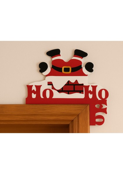 Noel Baba ve Ho Ho Ho Kapı Çerçeve Dekoru