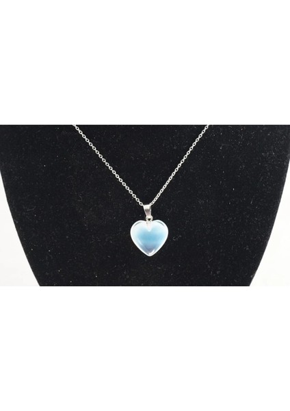 Kalp Kesim Ay Taşı Kolye, Doğal Taş, Kararmaz Çelik, Sevgiliye Hediye, Zarif Şık Tasarım indirimleri