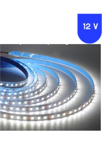 12 Volt 5 mm 2835 Smd 6500 K Beyaz Iç Mekan 120 Ledli 5 Metre Şerit LED
