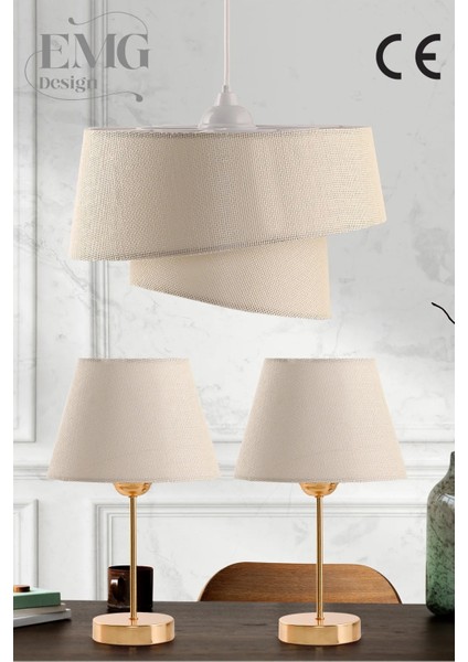 Modern Kumaş Manolya Avize ve Abajur Seti, Şık ve Zarif Tasarım