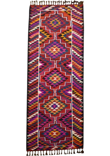 El Dokuma Herki Yolluk Yün Kilim 0517 - Yeni - Çok Renkli