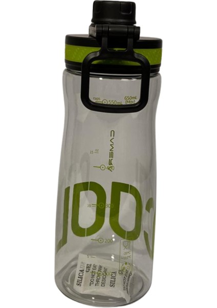 650 ml Spor Matara – Kilitli Kapaklı, Ağızlıklı, Askılı Su Matarası - Siyah