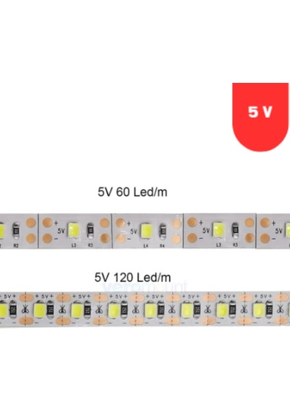5 Volt 2835 Smd 6500 K Beyaz Iç Mekan 60 Ledli 5 Metre Şerit LED modelleri