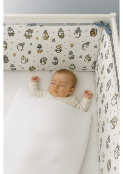 Penguen Tasarım 4 Kenar Beşik Kenar Koruma 60X120 cm Montessori Yatak Bariyeri