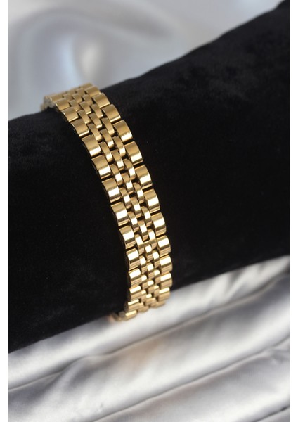 316L Çelik 12 mm Kalınlıkta Gold Renkli Erkek Bileklik - TJ-EB3779