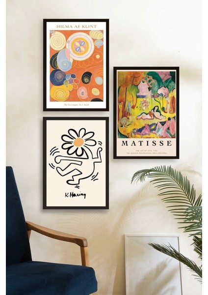 Ünlü Tablolar Üçlü Ahşap Çerçeveli Tablo fiyatları