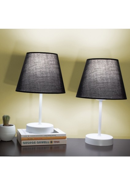 Siyah ve Beyaz Şık Ikili Masa Lambası, Modern Tasarım, Zarif Dekoratif Aydınlatma