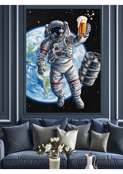 Astronot Dünya Uzay Yürüyüşü Dekoratif Kanvas - Mdf Ahşap Tablo fiyatları