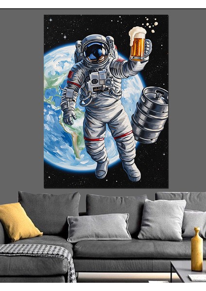 Astronot Dünya Uzay Yürüyüşü Dekoratif Kanvas - Mdf Ahşap Tablo modelleri