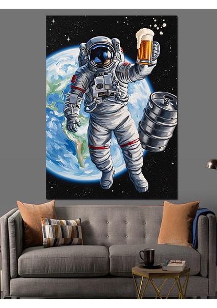 Astronot Dünya Uzay Yürüyüşü Dekoratif Kanvas - Mdf Ahşap Tablo fırsatları
