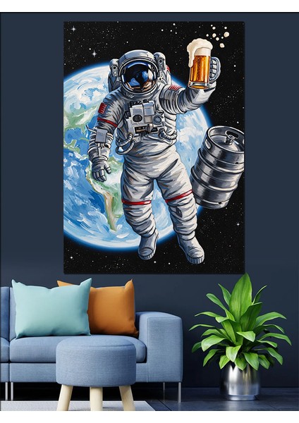Astronot Dünya Uzay Yürüyüşü Dekoratif Kanvas - Mdf Ahşap Tablo indirimleri