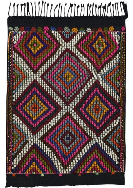 El Dokuması Karapınar Yörük Cecim Yün Kilim 0562 - Yeni - Çok Renkli