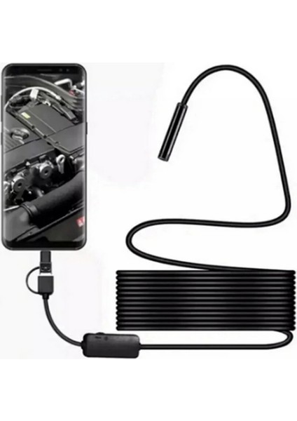 Endoskop Yılan Video Kamera LED Li 5 Metre 7 mm Sert Kablo Yüksek Kaliteli Stereo modelleri