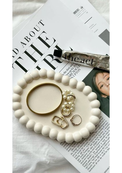 2'li Takı Tabağı Dekoratif Boyanabilen Vernikli Taş Tozu