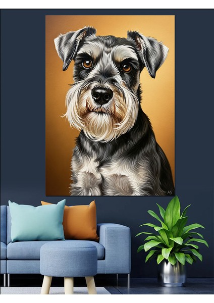 Köpek Portresi Gözlüklü Şık Dekoratif Kanvas - Mdf Ahşap Tablo