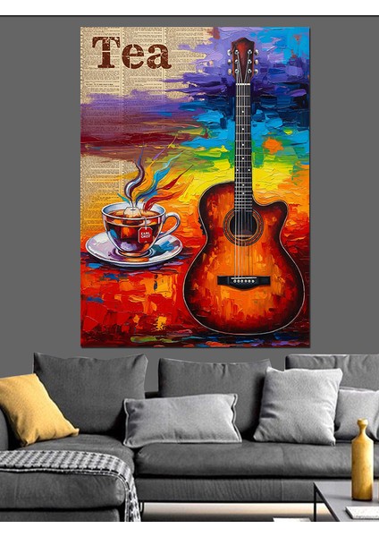 Müzik Gitar Soyut Renkler Dekoratif Kanvas - Mdf Ahşap Tablo fiyatları