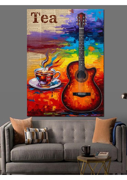 Müzik Gitar Soyut Renkler Dekoratif Kanvas - Mdf Ahşap Tablo modelleri
