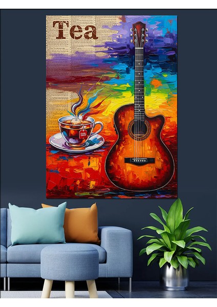 Müzik Gitar Soyut Renkler Dekoratif Kanvas - Mdf Ahşap Tablo fırsatları