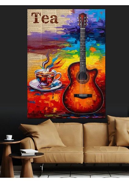 Müzik Gitar Soyut Renkler Dekoratif Kanvas - Mdf Ahşap Tablo indirimleri