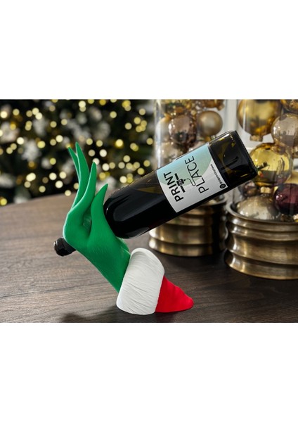 Grinch Eli Noel Temalı Şarap Şişesi Tutucu