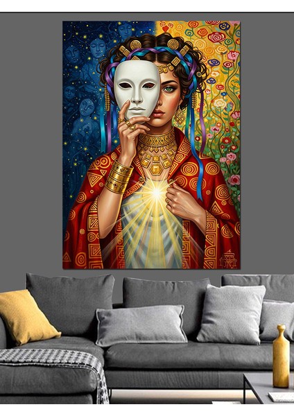 Venedik Maskeli Kadın Portresi Dekoratif Kanvas - Mdf Ahşap Tablo fiyatları