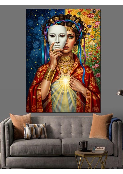 Venedik Maskeli Kadın Portresi Dekoratif Kanvas - Mdf Ahşap Tablo modelleri