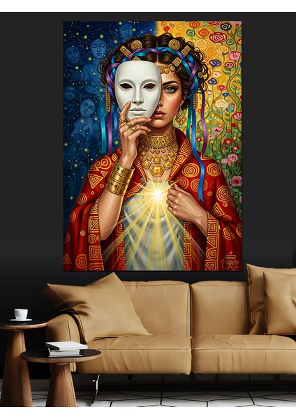 Venedik Maskeli Kadın Portresi Dekoratif Kanvas - Mdf Ahşap Tablo indirimleri